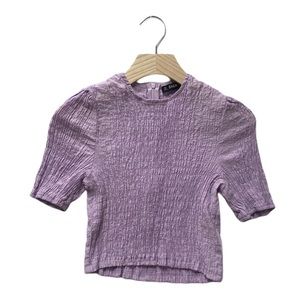 Shein Smocked Lilac Short Sleeve Blouse XS